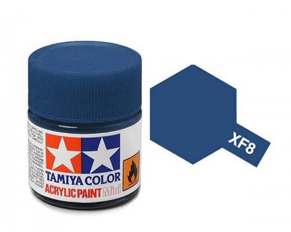 Tamiya akrylmaling. Modell XF-8 Flat Blue Mini 10ml