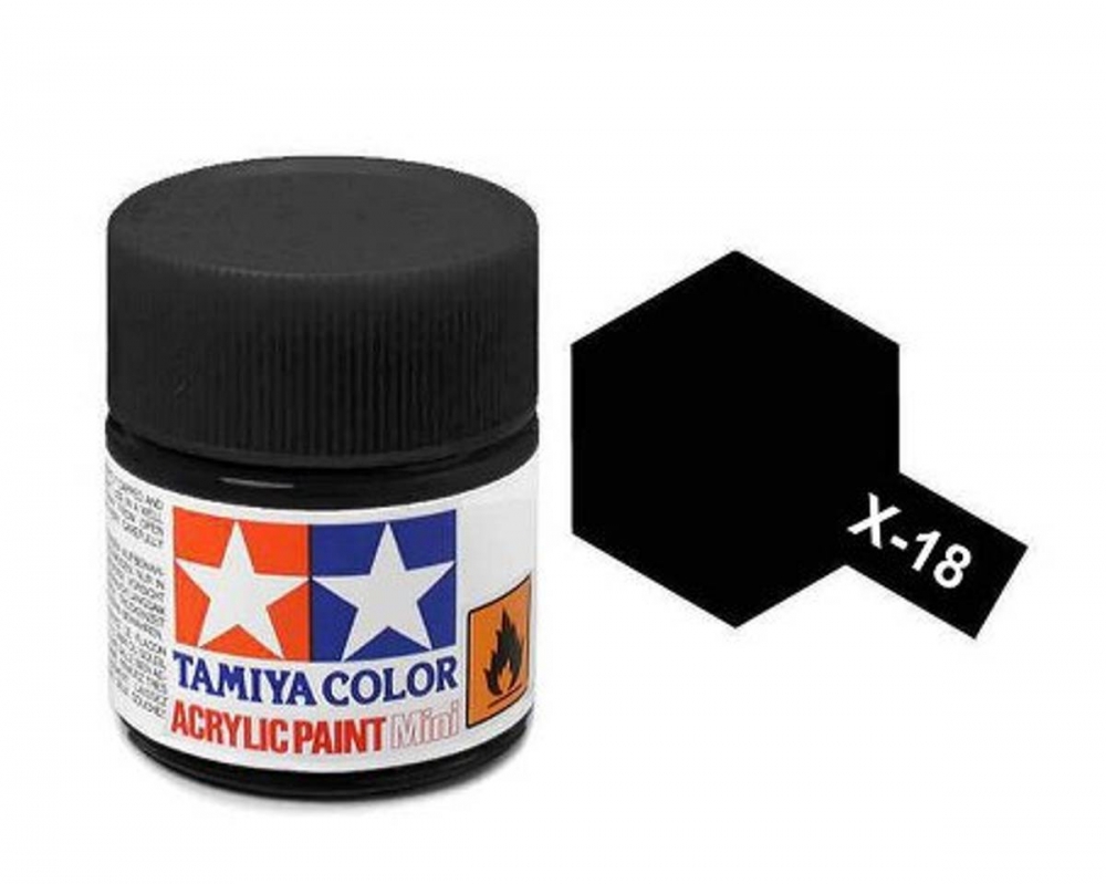 X-18 Semi-Gloss Black Mini 10ml Tamiya Akrylmaling