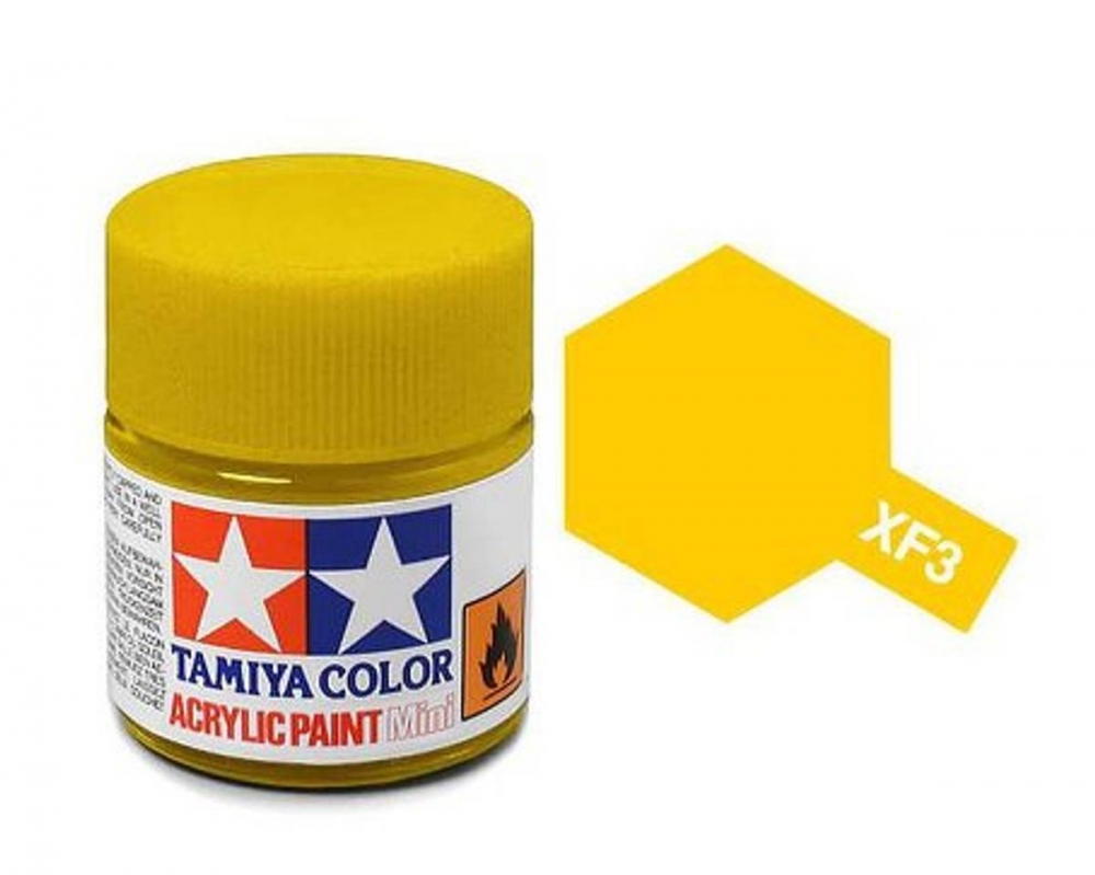 Tamiya akrylmaling. Modell XF-3 Flat Yellow Mini 10ml